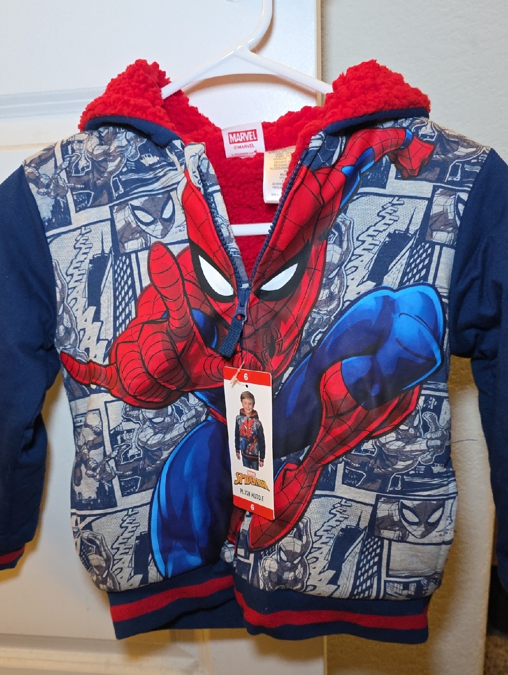 Marvel Spider-Man Red & Blue Sherpa-Lined Hoodie